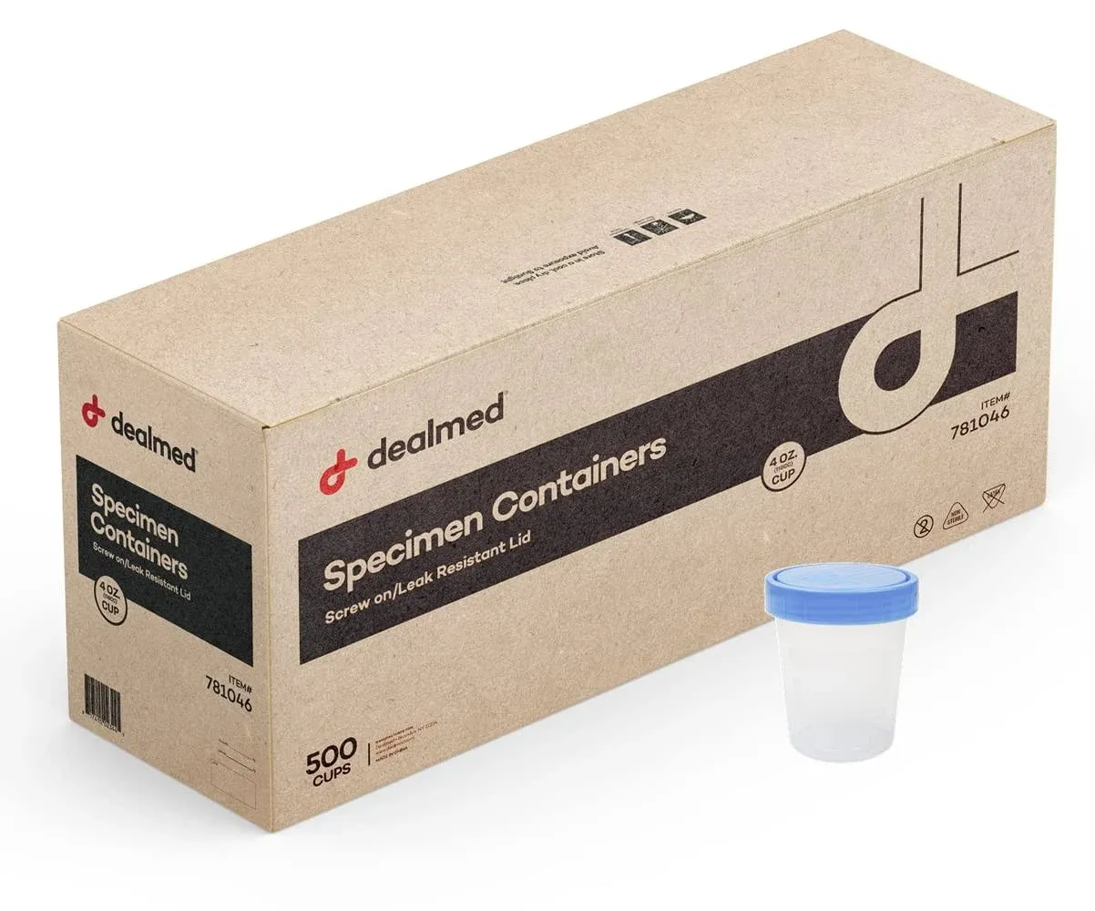 Dealmed Non-Sterile Specimen Containers - Single Use Urine Specimen Cups, Screw ...