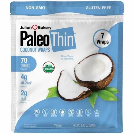 Julian Bakery, PaleoThin, Coconut Wraps, 7 Wraps, 4.4 oz