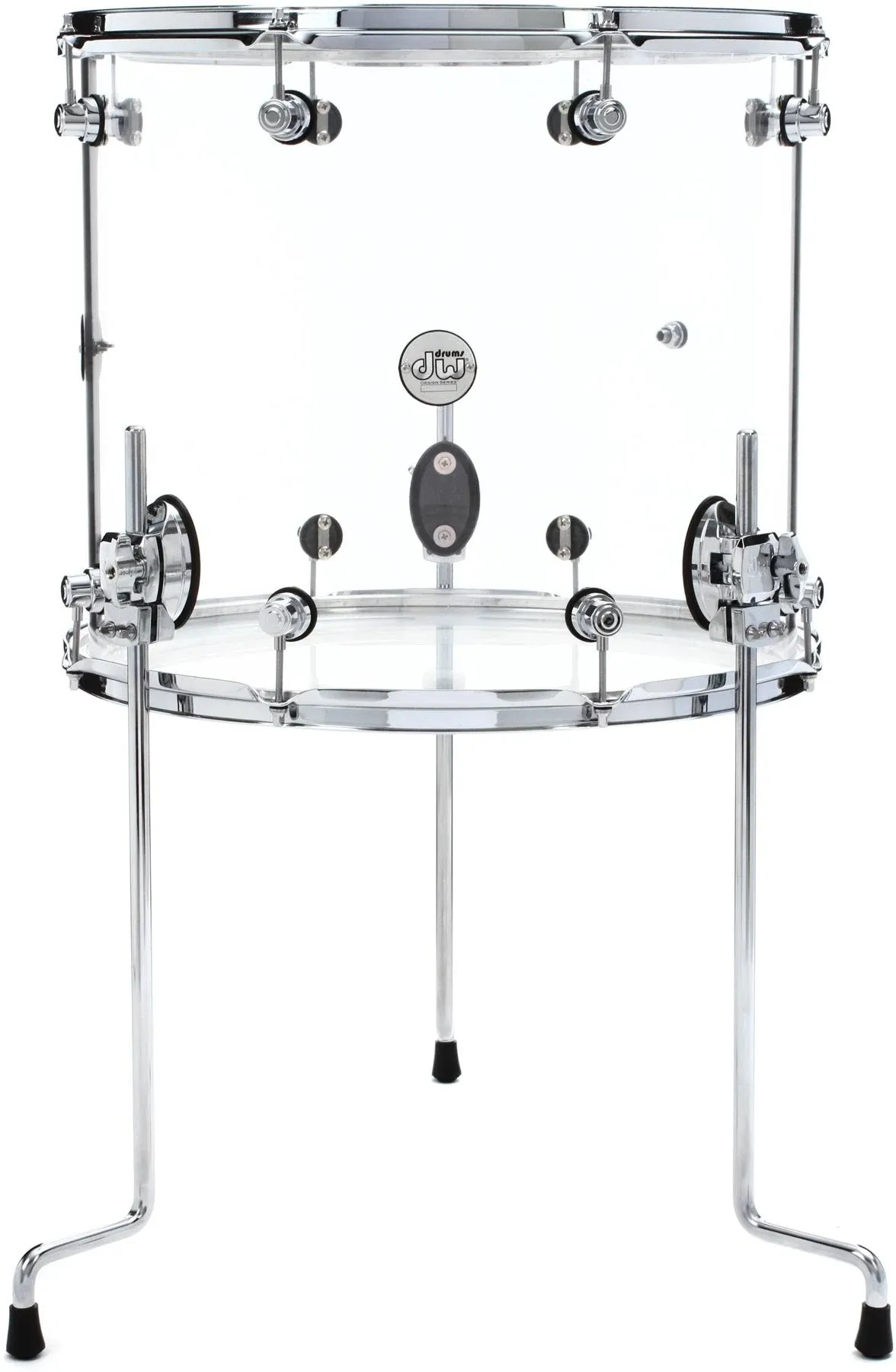 DW Design Series Acrylic Floor Tom with Chrome Hardware 18x16 Inch Clear