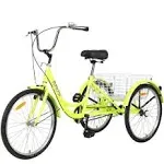 Adult Tricycle Trikes 3 Wheel Bikes 26&#034; Wheels Bicycle w/ Large Shopping Basket