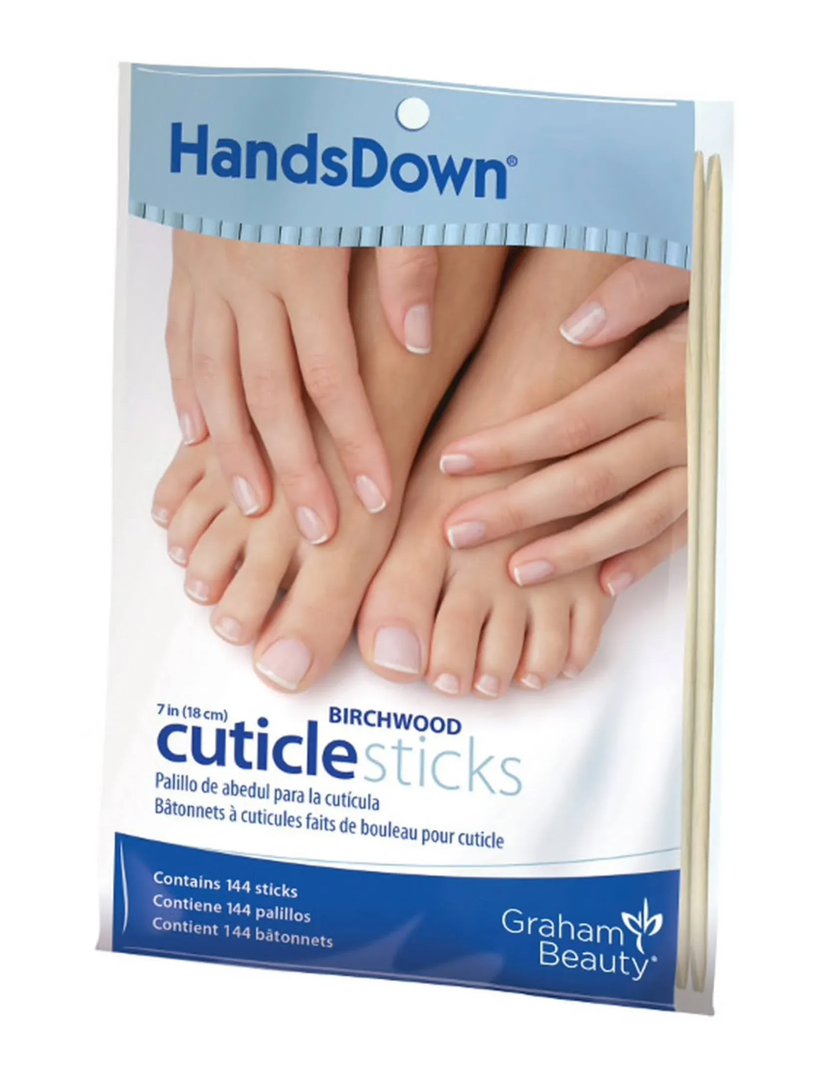 Graham Hands Down Birchwood Cuticle Sticks, 7 Inches, 144 Count