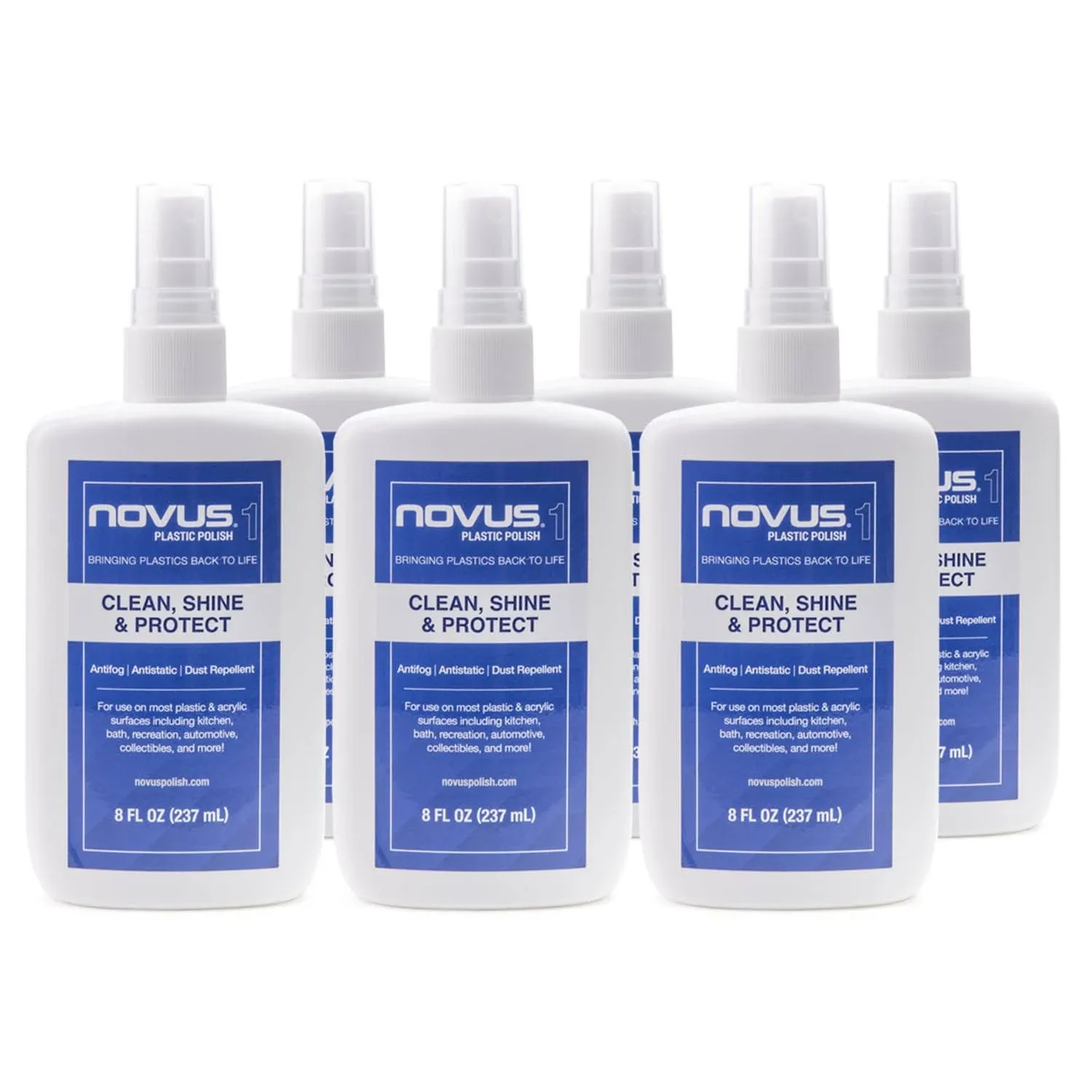 Novus #1 Plastic Clean &amp; Shine, 8oz. Spray Bottles, Pack of 6