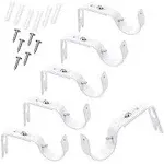 6 Pieces Curtain Rod Brackets General Adjustable Curtain Rod Holder Wall Bracket Hooks Outside Mounted Blinds Curtain Rod Bracket with Screws for 1 Inch Diameter Curtain Rod (White)