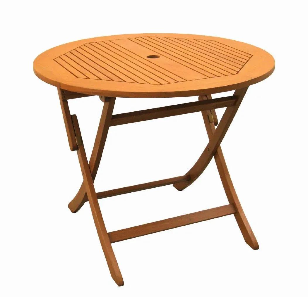 International Caravan Royal Tahiti Outdoor 36" Round Wood Folding Table