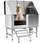 50&#034; Pet Dog Cat Grooming Bath Tub Wash Station Stainless Steel Professional Tub