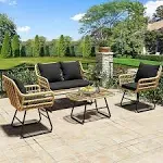 4pcs Patio Furniture Wicker Outdoor Bistro Set All-Weather Rattan Conversation  | eBay