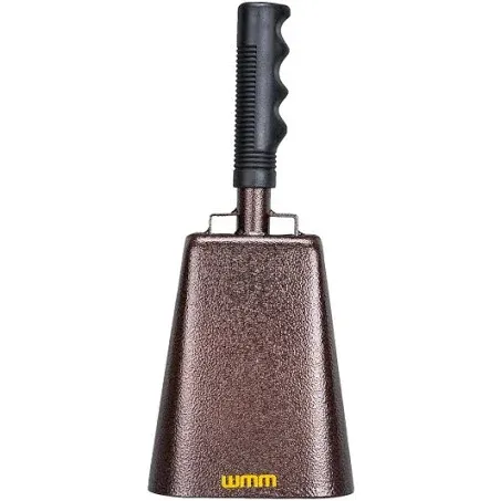 WMM 12 Inch Steel Cowbell with Handle Cheering Bell for Sports Events Large Solid School Bells & Chimes Percussion Musical Instruments Call Bell Alarm(Copper)