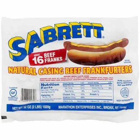 Sabrett Natural Casing Beef Frankfurters (2 lb)