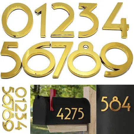 Diggoo 20 Pack Mailbox Numbers 0-9, 2.76 Inch High, Door Address Numbers Stickers for Apartment, House, Room, Office, Cars, Trucks, Gold Plating Process Number Sign