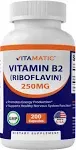 Vitamatic Vitamin B2 (Riboflavin) 250 mg 200 Capsules - Support Cellular Energy