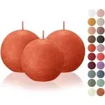 Bolsius 3 Pack Orange Rustic Ball Pillar Candles 3&#034; 25 Hour Burn Time PremiumBol