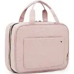 BAGSMART Full Size Toiletry Bag, Makeup Cosmetic Bag with Hanging Hook, Water-Resistant Travel Organizer Bag for Women & Men, Pink