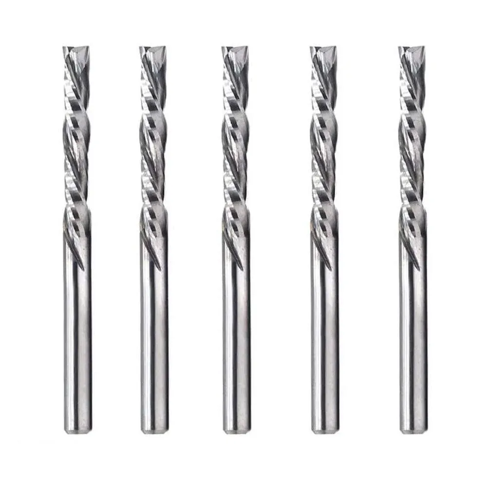 OSCARBIDE Up &amp; Down Cut Squre Nose Carbide End Mills 1/8 Inch Shank CNC Spiral Router Bits,(3.175x22mm) 2 Flutes Milling Cutter for Wood,5 Pieces