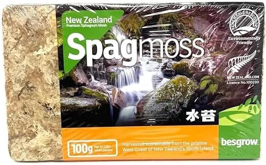 Premium New Zealand Sphagnum Moss, 100g (8L When Hydrated) - Harvested Sustainably from The Pristine West Coast of New Zealand's South Island