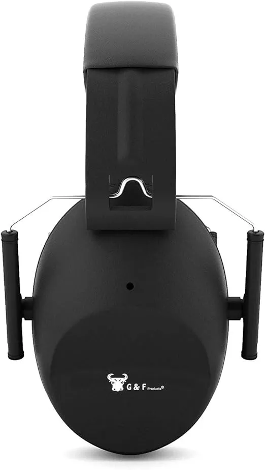 Earmuffs hearing protection with low profile passive folding design 26dB NRR and reduces up to 125dB, black