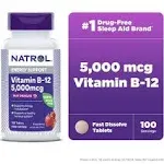 Natrol Vitamin B12 5000 Mcg Energy Support Tablets, Strawberry (100 ct)