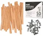 Noor 50 Pieces Smokeless Wooden Wicks for Candles Making