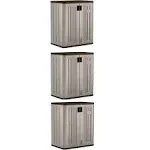 Suncast 9 Cu ft Heavy Duty Resin Garage Base Storage Cabinet, Platinum (3 Pack)