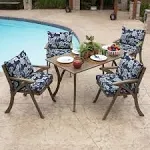 Arden Selections Outdoor Dining Chair Cushion Set Sapphire Ashland Jacobean