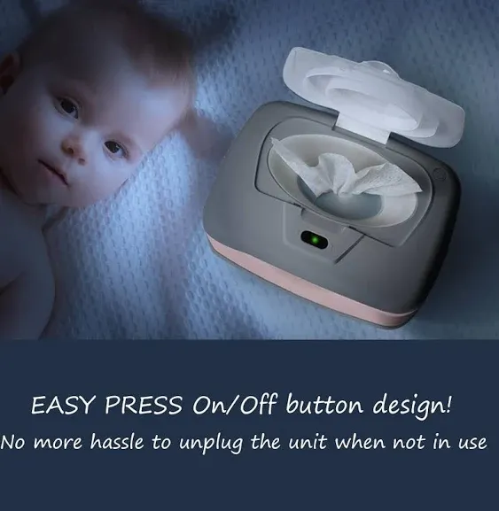 Baby Wet Wipes Warmer, Dispenser, Holder and Case - Easy Press On/Off Switch, Only Available at Amazon