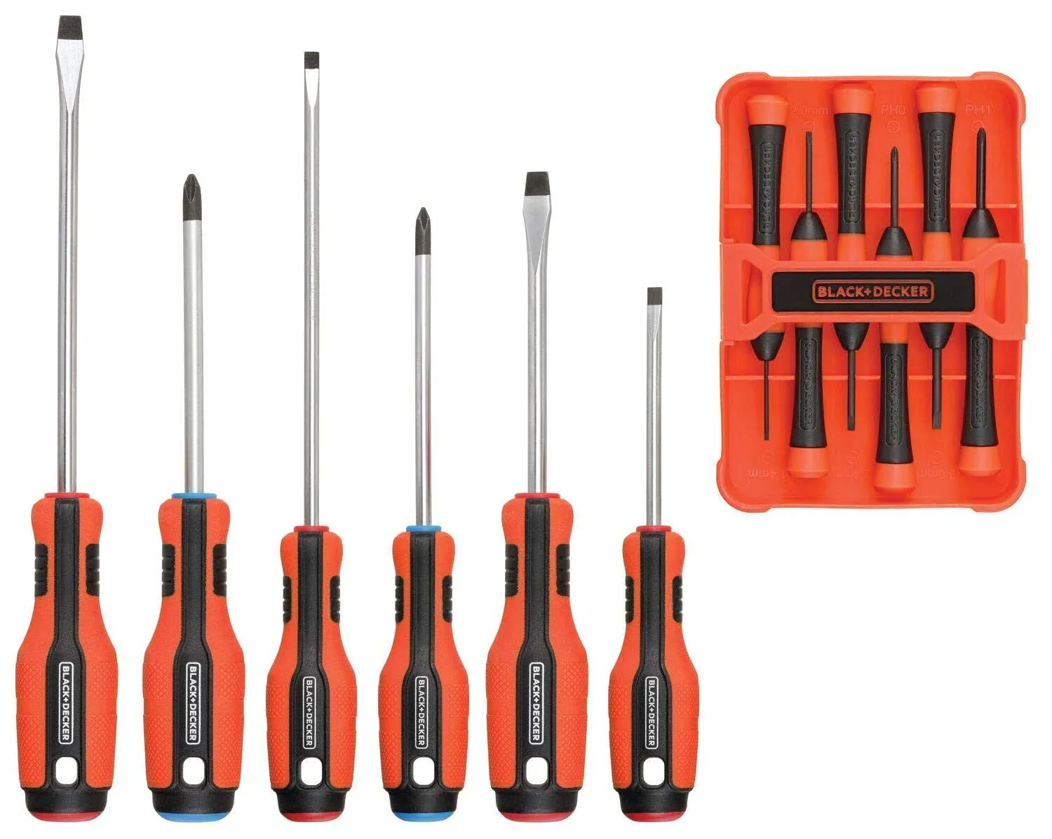 BLACK+DECKER Magnetic Screwdriver Set, Phillips, Flat Head 12-Piece (BDHT65002)