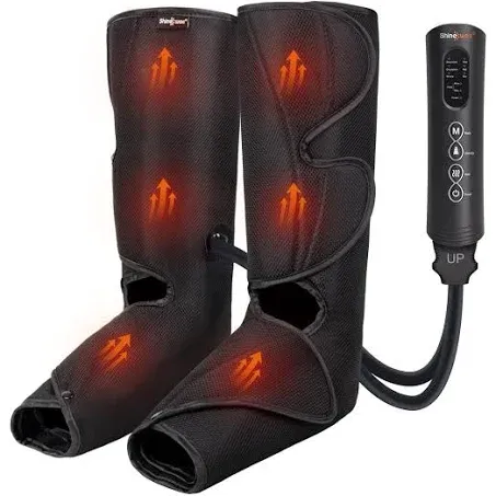 SHINE WELL Leg Massager for Circulation and Pain Relief, Leg Compression Massager with 2 Heating Levels 3 Modes 3 Intensities, for Neuropathy Pain, Blood Circulation, and Swelling Legs