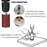 Spindle Sander Adaptor 4-1/2" x 1/2" with Rubber Sanding Drum Kit OD 3/4", 1", 1-1/2" and Sandpaper Sleeves Grit# 80,120 - S/10