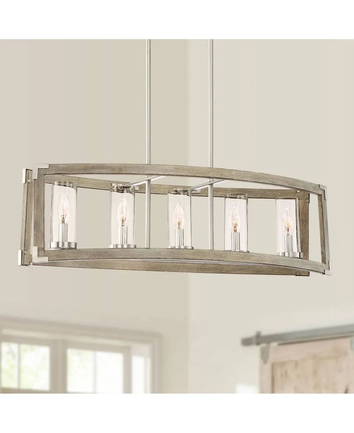 Possini Euro Kerr 32 3/4&quot; Wide Faux Wood Kitchen Island Chandelier | www.lampsplus.com