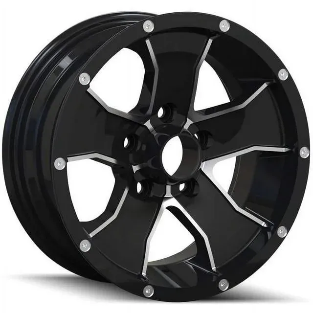 Trailer Wheels 14 Wheel 14 Black Machined Face 15X6 5-114.3 0mm 83.82mm