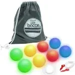 LED Bocce Ball Game Set-Includes 8 Light Up Bocce Balls,Case and Measuring Rope