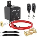 Remote Battery Kill Switch Kit 250A DC 12V Top Post Negative Battery Disconne...