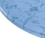 Miles Kimball Floral Swirl Vinyl Elasticized Table Cover, 40 - 44 Inch Dia Round, Blue