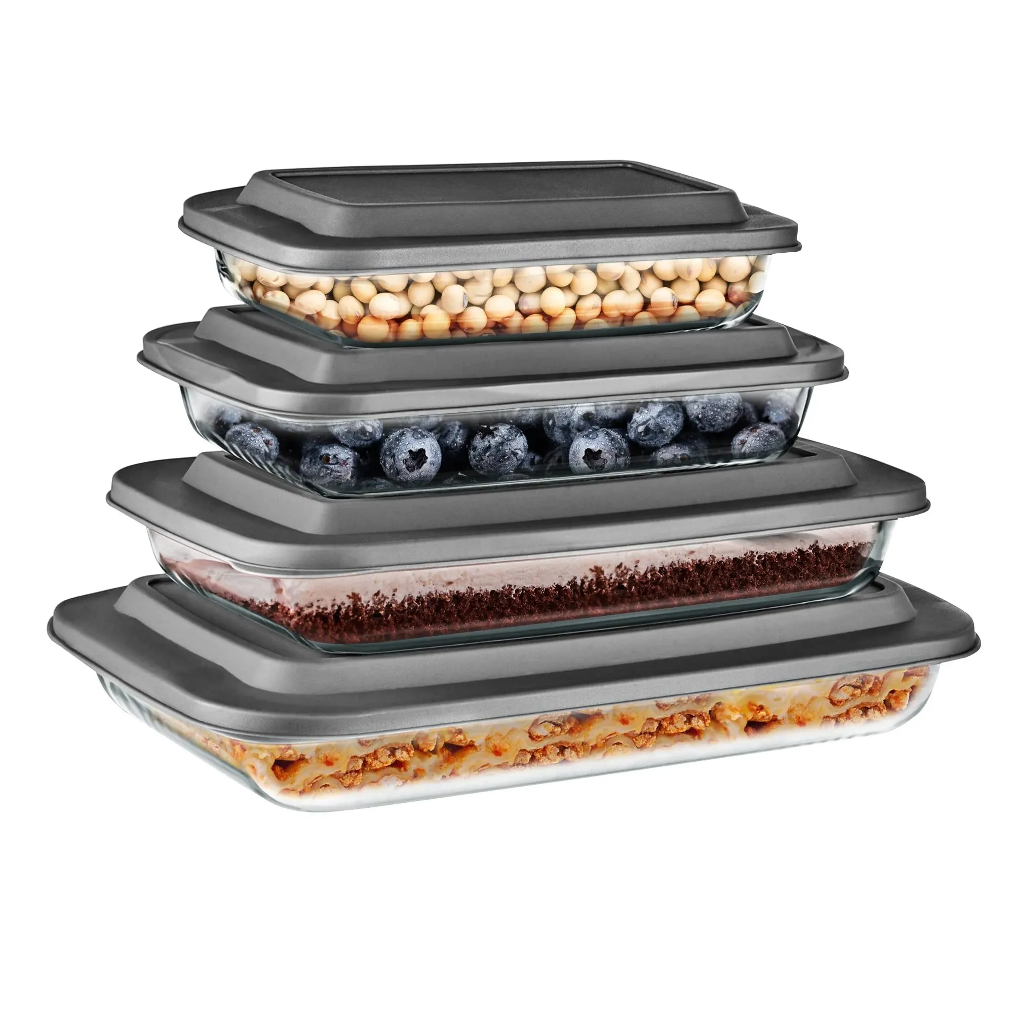 SereneLife Home Rectangular Glass Bakeware Set - 4 Sets of High Borosilicate