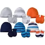 Onesies Brand Baby Boy's 12-Piece Cap and Mitten Set, Stripe, Newborn