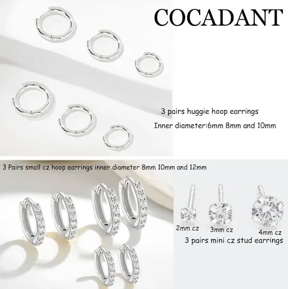 9 Pairs Surgical Steel Earrings Sets for Multiple Piercing,Lightweight 14K Real Gold Plated Small Huggie Cartilage Hoop Earrings CZ Tiny Stud Earrings for Women Girls Hypoallergenic