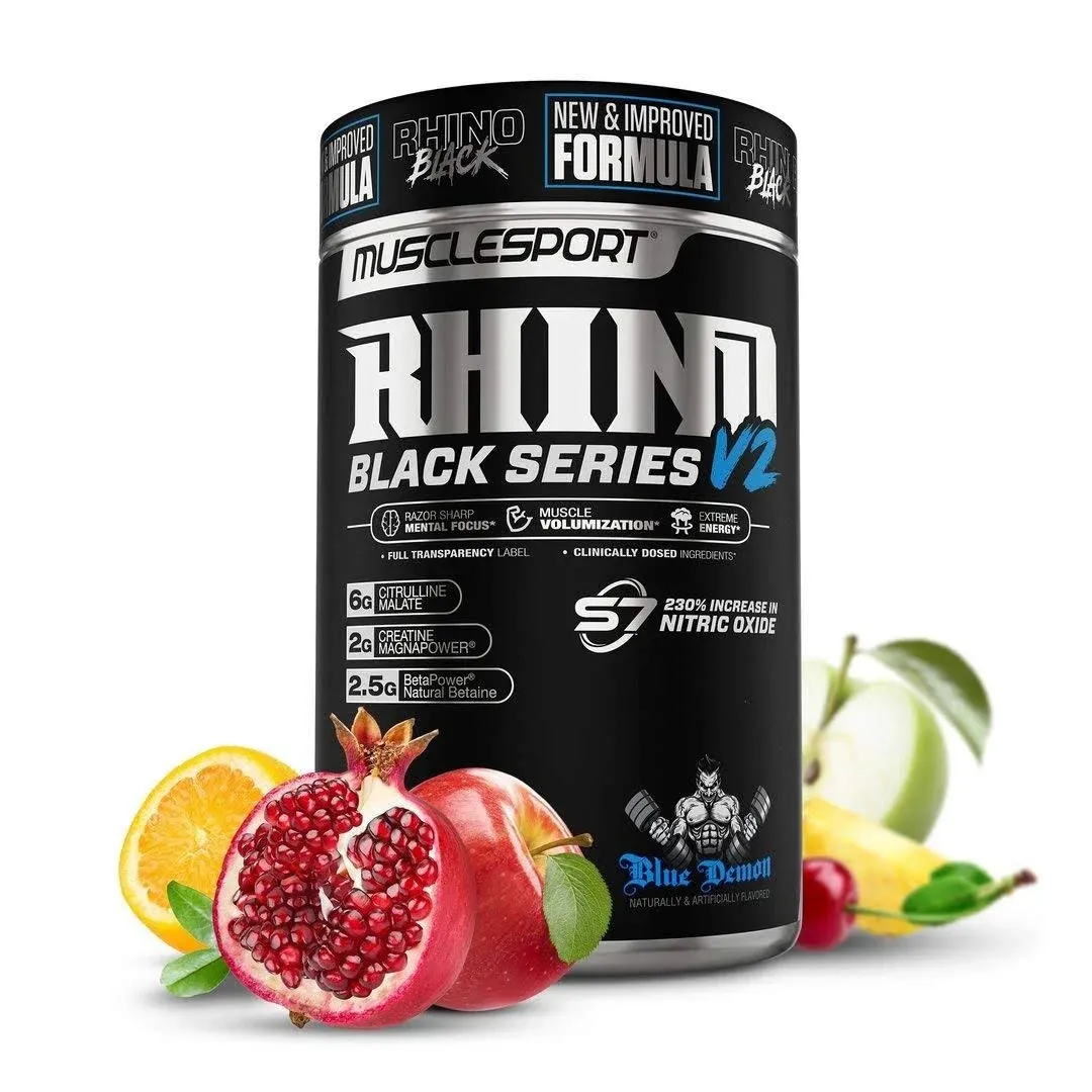 Rhino Black Pre Workout V2 - Preworkout Powder Supplement for Men & Women - 460 ...