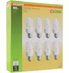 Sylvania CFL T2 Twist Light Bulb, 60W Equivalent, Efficient 13W, 850 Lumens, Medium Base, 2700K, Soft White - 8 Pack (26363)