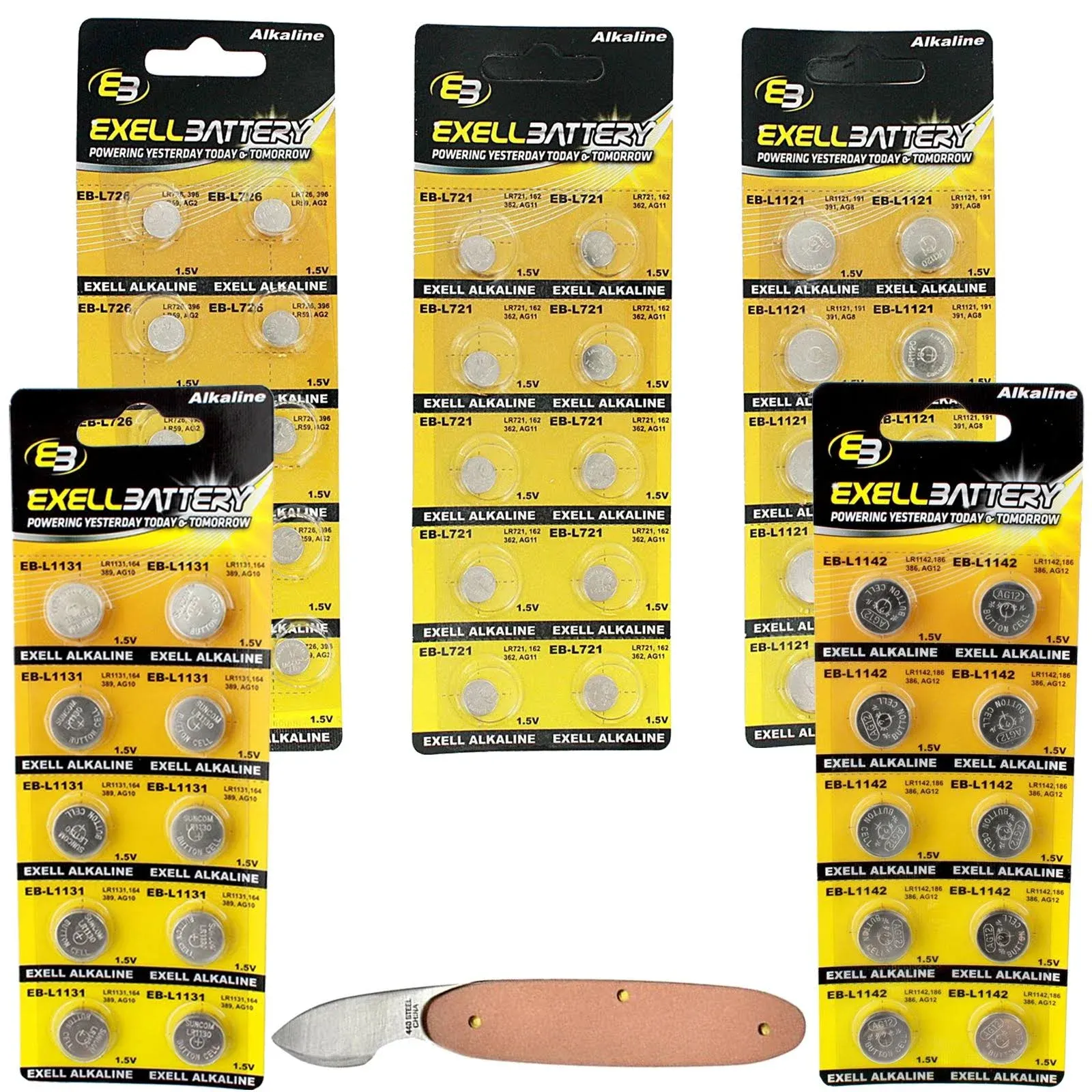 51pc Essential Batteries Kit L1131 L1121 L1142 L726 L721 & Watch Opener