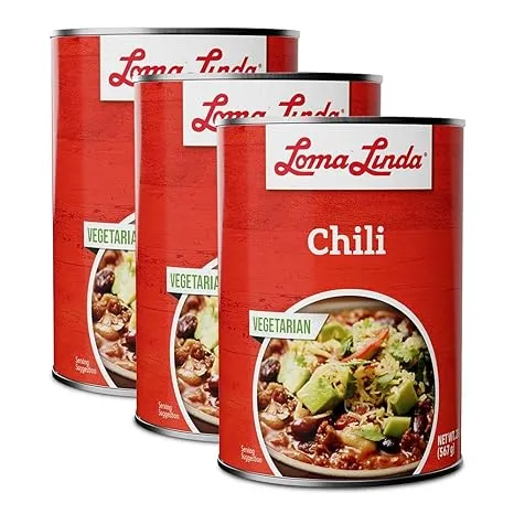 Loma Linda Chili - 20 oz Cans (Pack of 3) - Hearty Plant-Based Protein, Authentic Flavor, Perfect for Quick and Delicious Vegetarian Meals!