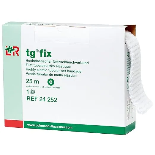 Lohmann & Rauscher tg Fix Net Tubular Bandage, Elastic Net Wound Dressing, Bandage Retainer for Large Extremities, Size C (65.0cm Wide x 25m Long When Stretched)