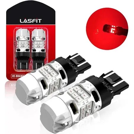 LASFIT T3 7440 7443 LED Bulb Brake Tail RED 7444 Light CANBUS Error Free New Extremely Bright 7444na 7441 7440NA W21W WY21W with Built In Resistor Anti Hyper Flash(2pcs)