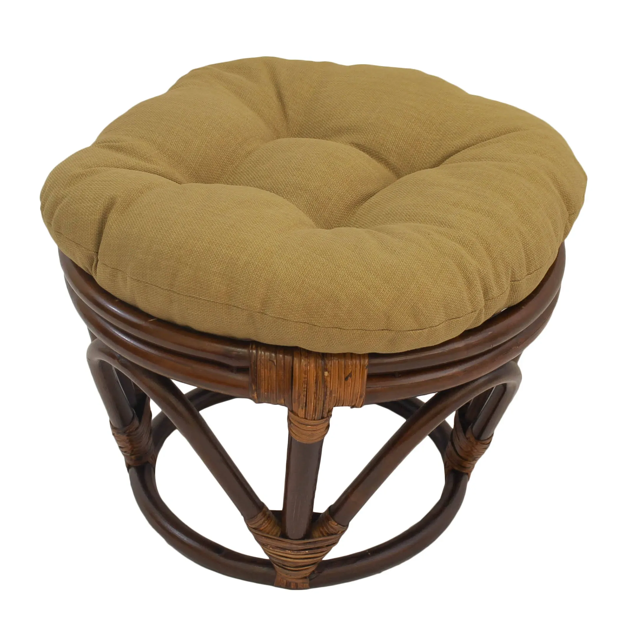 Blazing Needles 18-inch Round Spun Polyester Tufted Footstool Cushion - Wheat