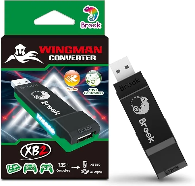 Brook Wingman XB 2 Converter - Wireless Controller Adapter for Xbox Consoles and PC, Supports Remap and Adjustable Turbo