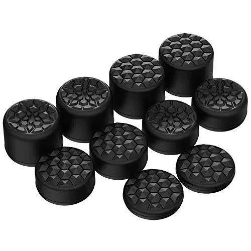 PlayVital Black Ergonomic Stick Caps Thumb Grips for PS5, for PS4, Xbox Series X ...