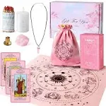 Myripoly Tarot Cards Set with Meanings on Them-Beginner Tarot Deck Set-Tarot Spread Cloth,Velvet Pouches-Tarot Cards for Beginners Crystal-Rope Satya Incense