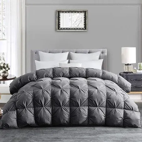 Peace Nest White Goose Down Feather Fiber Comforter Heavyweight Duvet Insert, Full/Queen