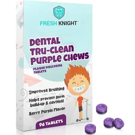 Plaque Disclosing Tablets for Teeth, 96 Count, Dental Disclosing Tablets for Kids or Adults, Shows Plaque, Helps Teach Kids Teeth Brushing Habits for Clean Teeth, by Fresh Knight, Pack of (1)