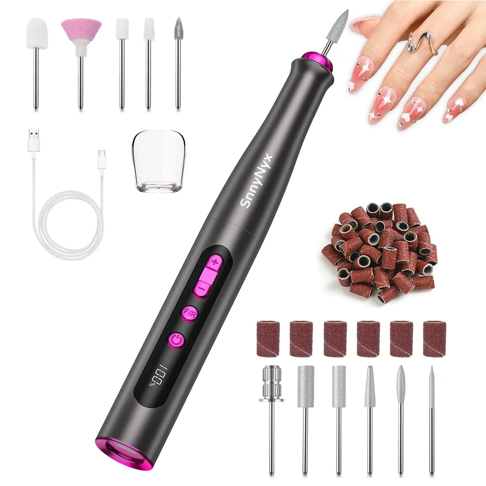 Cordless Electric Nail Drill Professional, 35000RPM Acrylic Nail Kit for Nail Polish Remover, Electric Nail File Buffer Grinder, Nail Filer Electric Manicure and Pedicure kit