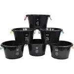 Sportime Drum-N-Store Buckets, 18 x 12 Inches, Black, Set of 6