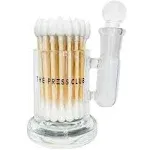 The Press Club Premium Borosilicate Glass ISO Station #2 | 1 Pack | Cotton Swabs & Cleaning Solution Holder with Cover to Prevent EVAPORATION | Stay